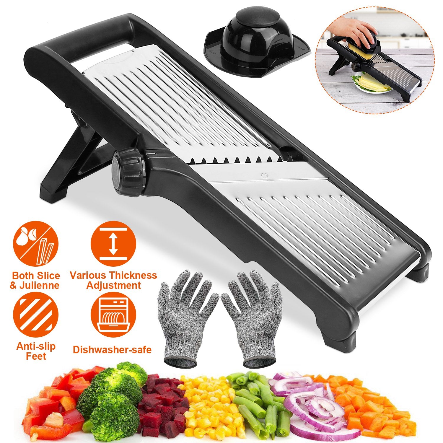 5-in-1 Stainless Steel Mandoline Slicer