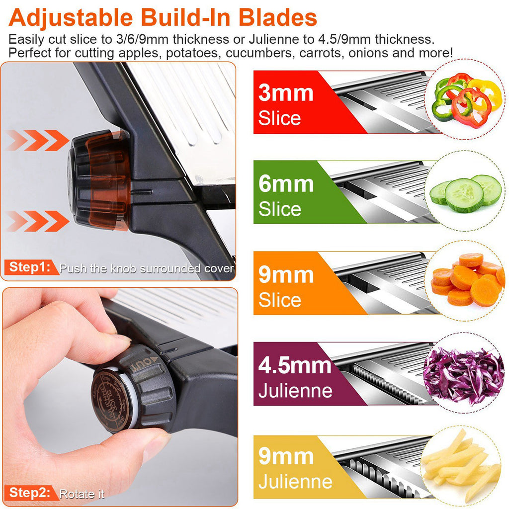 5-in-1 Stainless Steel Mandoline Slicer