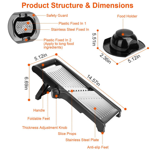 5-in-1 Stainless Steel Mandoline Slicer